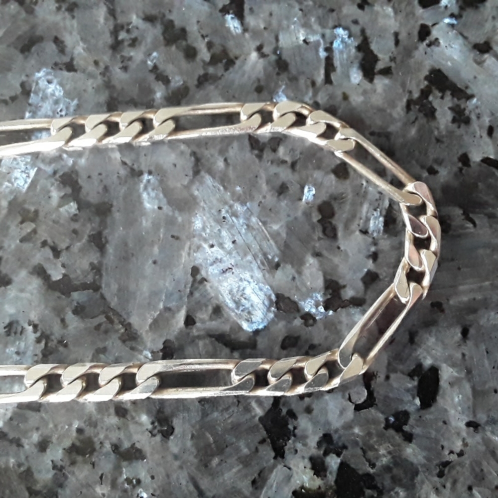Vtg .925 Figaro Link Sterling Silver Necklace (Unisex) - approx 20"